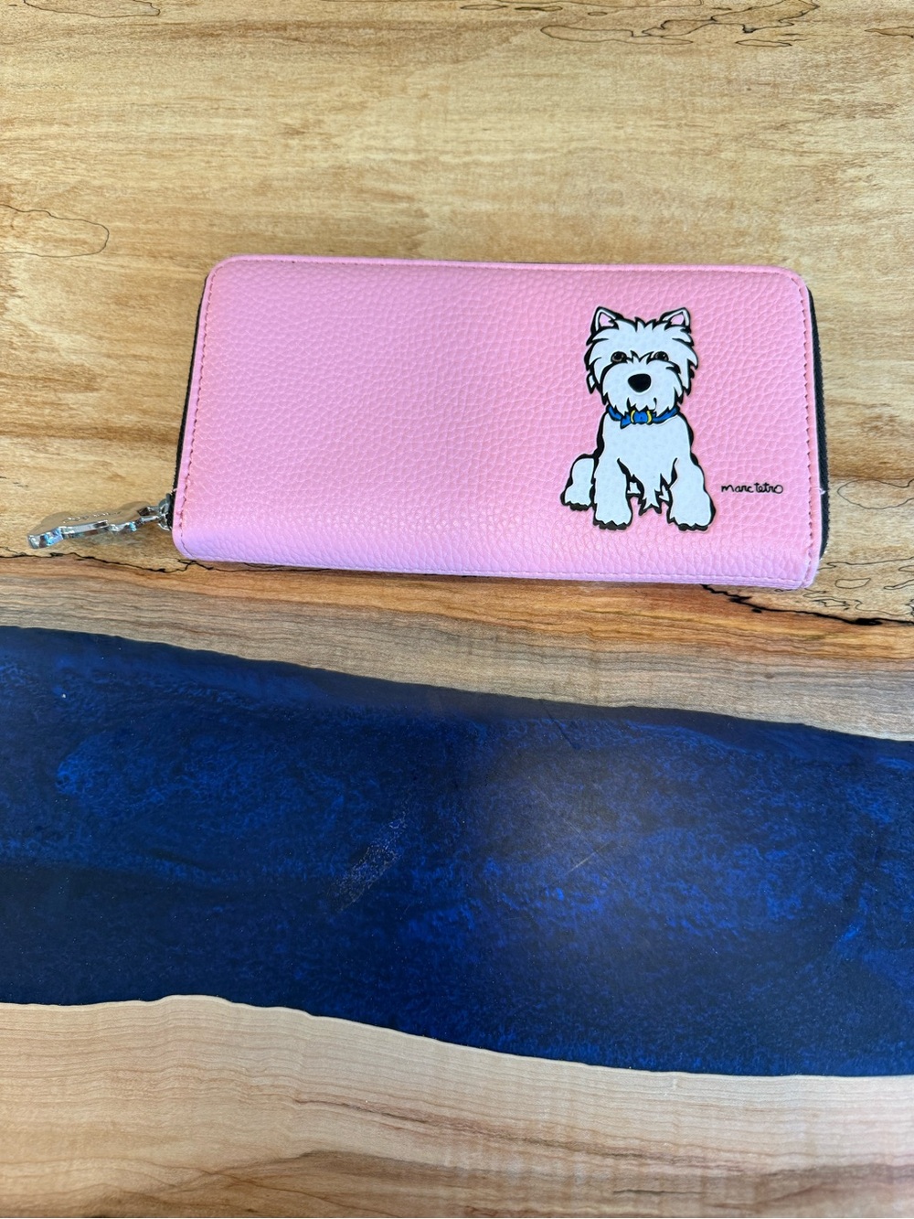 Marc Tetro Pink Zip-Around Dog Print Wallet